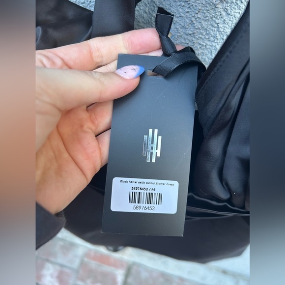 Heiress Beverly Hills Black Halter Satin Cutout Flower Dress New with Tags! - Picture 12 of 15